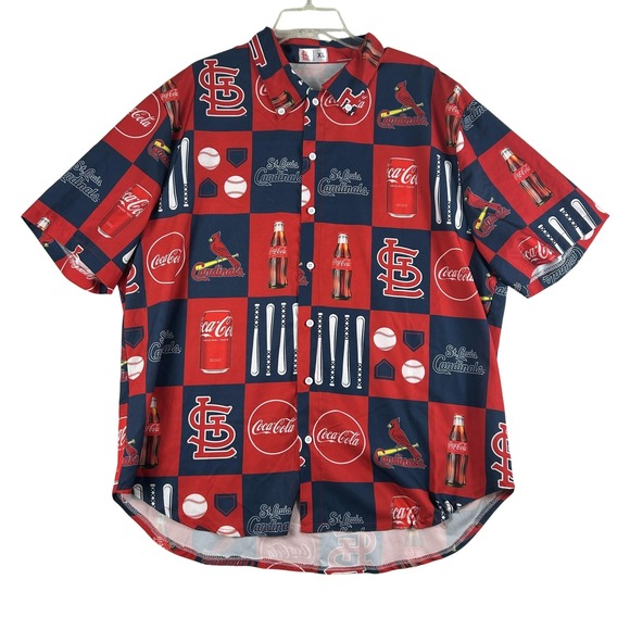 Other - St. Louis Cardinals Shirt Mens XL Red Blue MLB Baseball Coca-Cola All Over Print